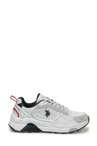 Pantofi sport cu garnituri de piele ecologica, piele intoarsa si plasa, Alb/Gri