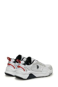 Pantofi sport cu garnituri de piele ecologica, piele intoarsa si plasa, Alb/Gri