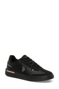 Pantofi sport din piele ecologica cu logo, Negru