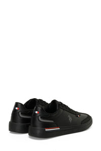Pantofi sport din piele ecologica cu logo, Negru
