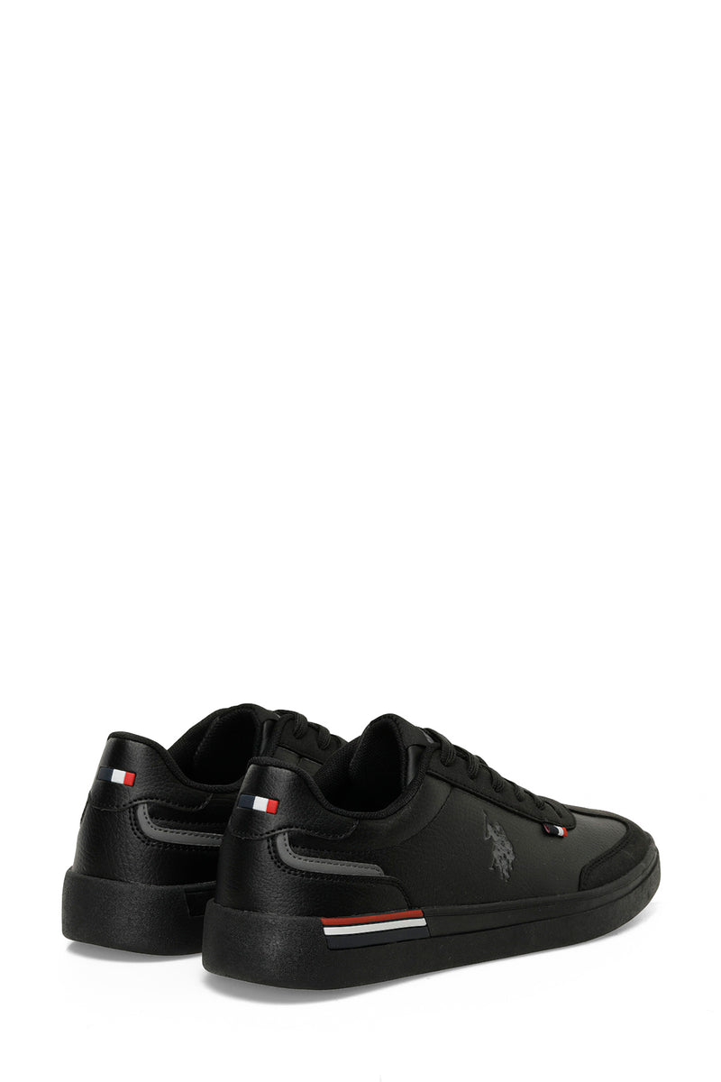 Pantofi sport din piele ecologica cu logo, Negru