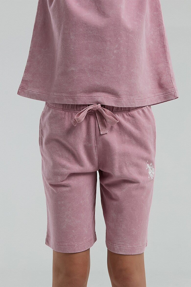 Set 2 Piese Fată de bumbac cu logo discret, Roz prafuit