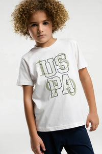 Set 2 Piese Băieți - Tricou Alb Cu Print USPA Și Pantaloni Lungi Negri