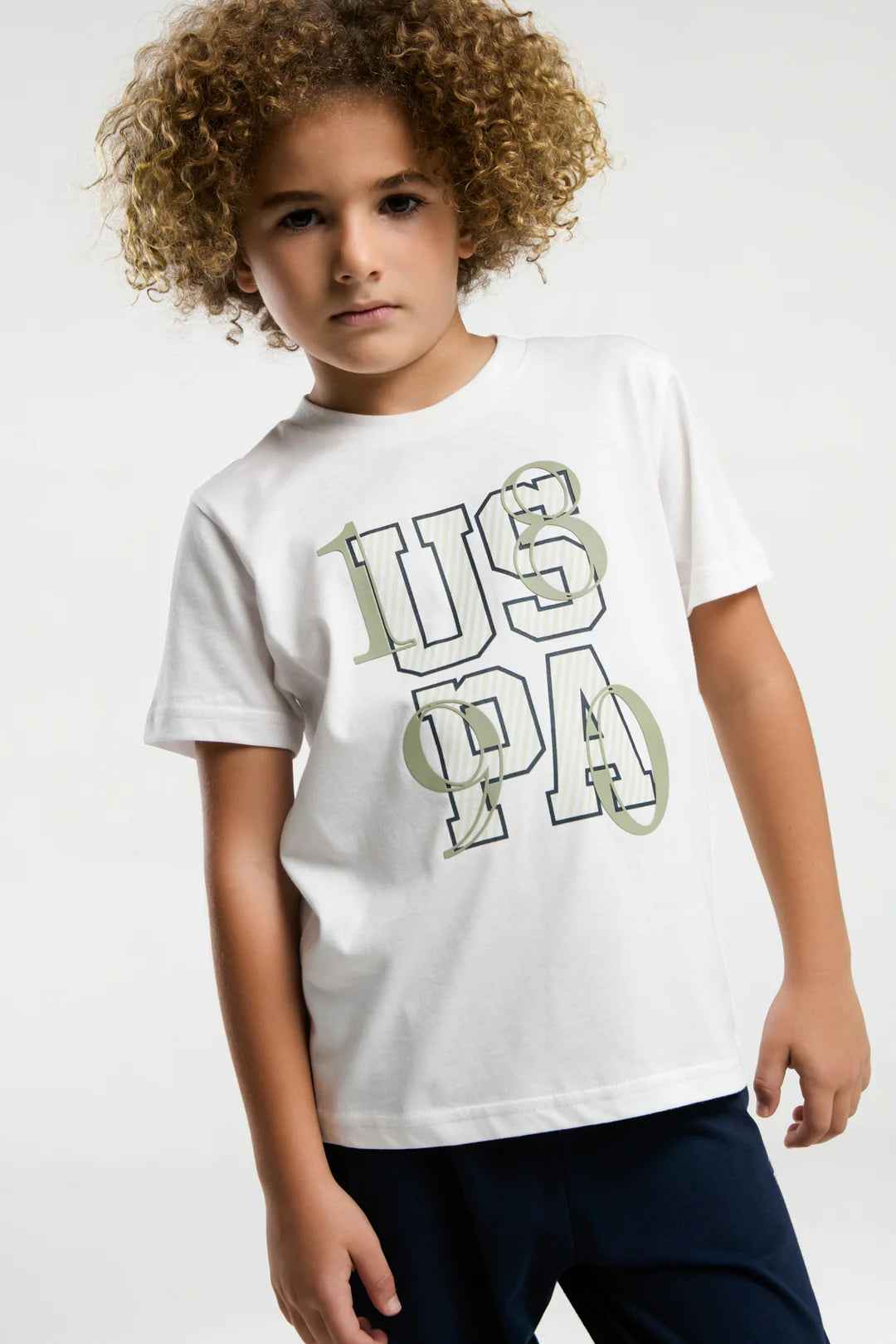Set 2 Piese Băieți - Tricou Alb Cu Print USPA Și Pantaloni Lungi Negri