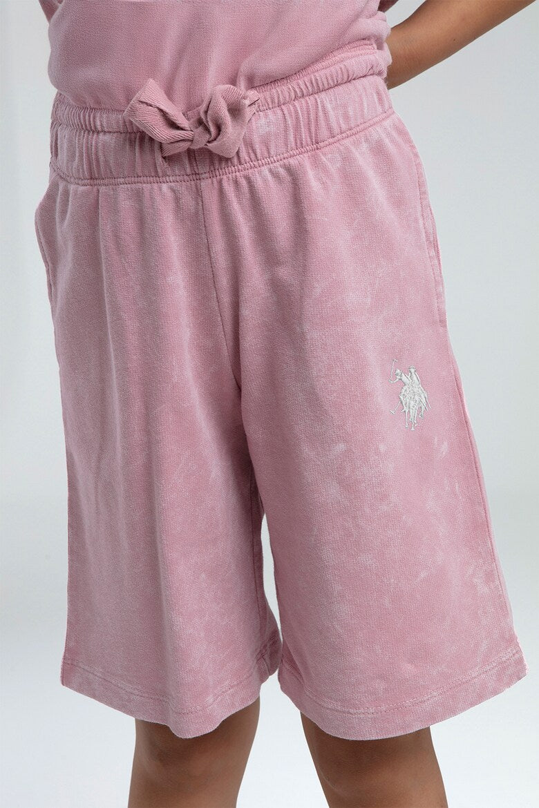 Set 2 Piese Fată de bumbac cu logo discret, Roz prafuit