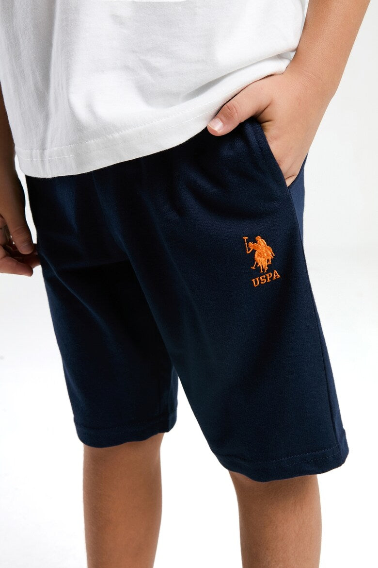 Set 2 Piese Băieți - Tricou Alb Cu Print Și Pantaloni Scurți Cu Imprimeu Logo