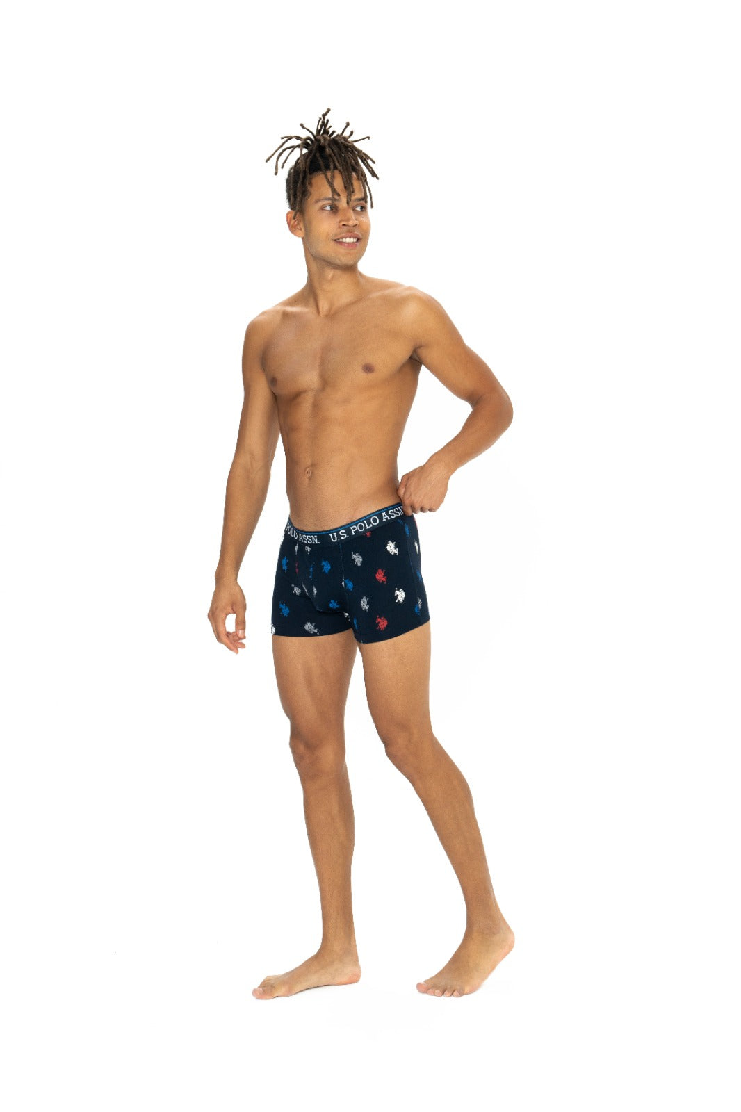 Set de boxeri din amestec de bumbac, cu banda logo in talie - 3 perechi