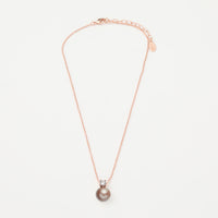 Lant Dama Din Metal Placat Auriu Roze Cu Cristal Alb si Perla Roz