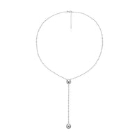 Colier Lung Din Metal Placat Cu Rodiu cu Pandantiv Rotund