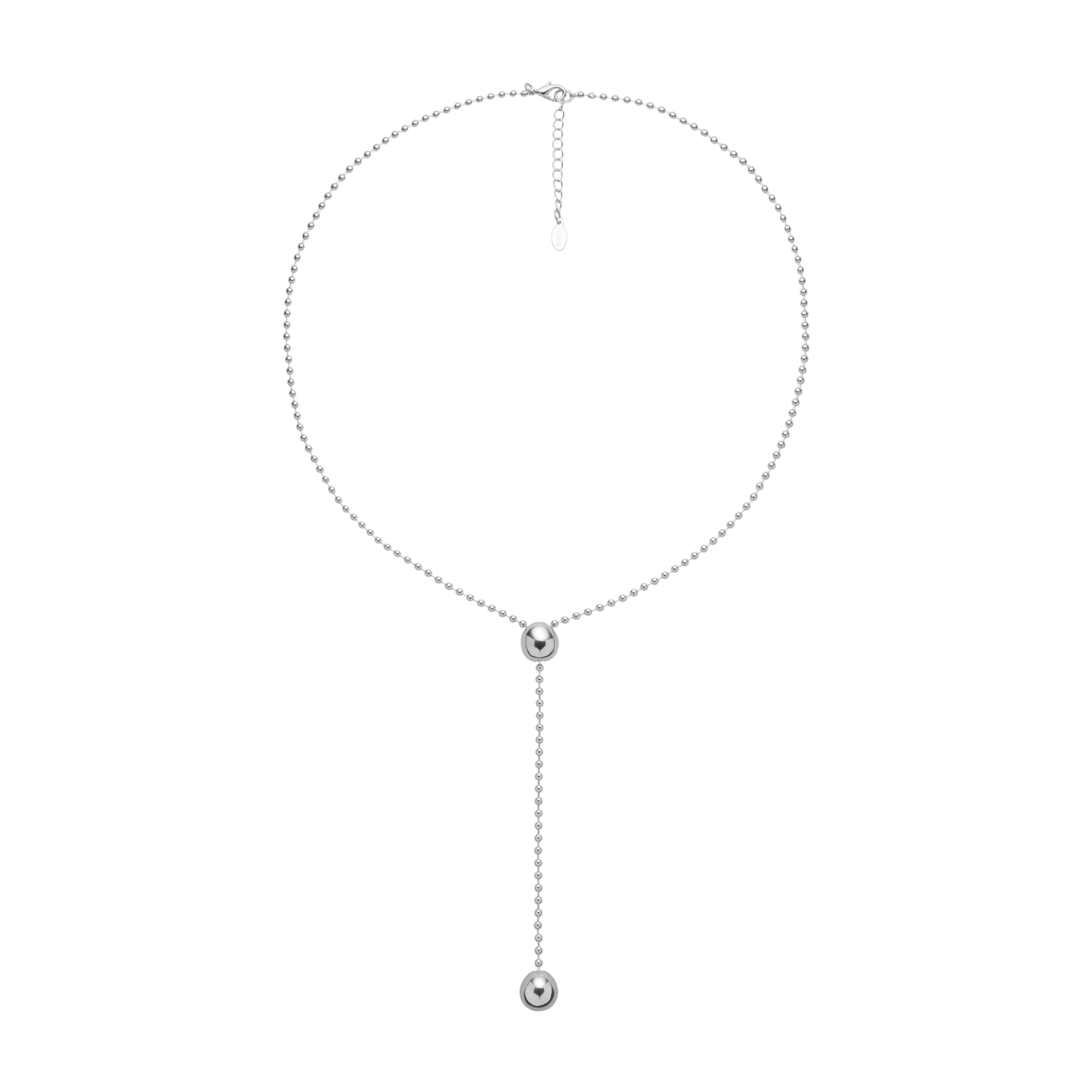 Colier Lung Din Metal Placat Cu Rodiu cu Pandantiv Rotund