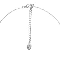 Colier Din Metal Placat Cu Rodiu Cu Pandantiv Cu Perlă Albă și Cristal Safir Albastru Inchis