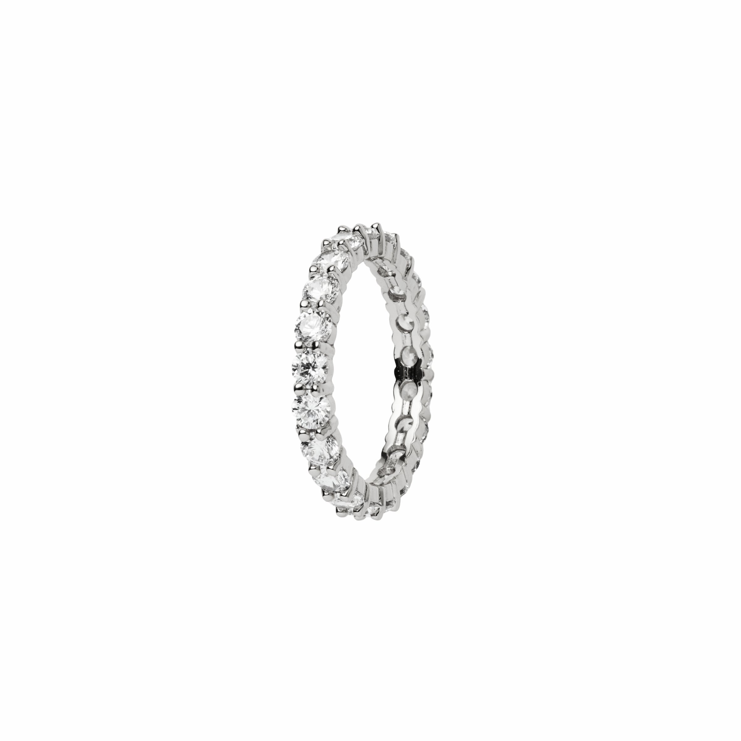 Inel Tip „Eternity” Din Metal Placat Cu Rodiu, Cu Pietre Zirconia Albe