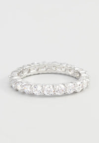 Inel Tip „Eternity” Din Metal Placat Cu Rodiu, Cu Pietre Zirconia Albe
