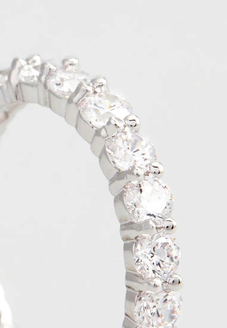 Inel Tip „Eternity” Din Metal Placat Cu Rodiu, Cu Pietre Zirconia Albe