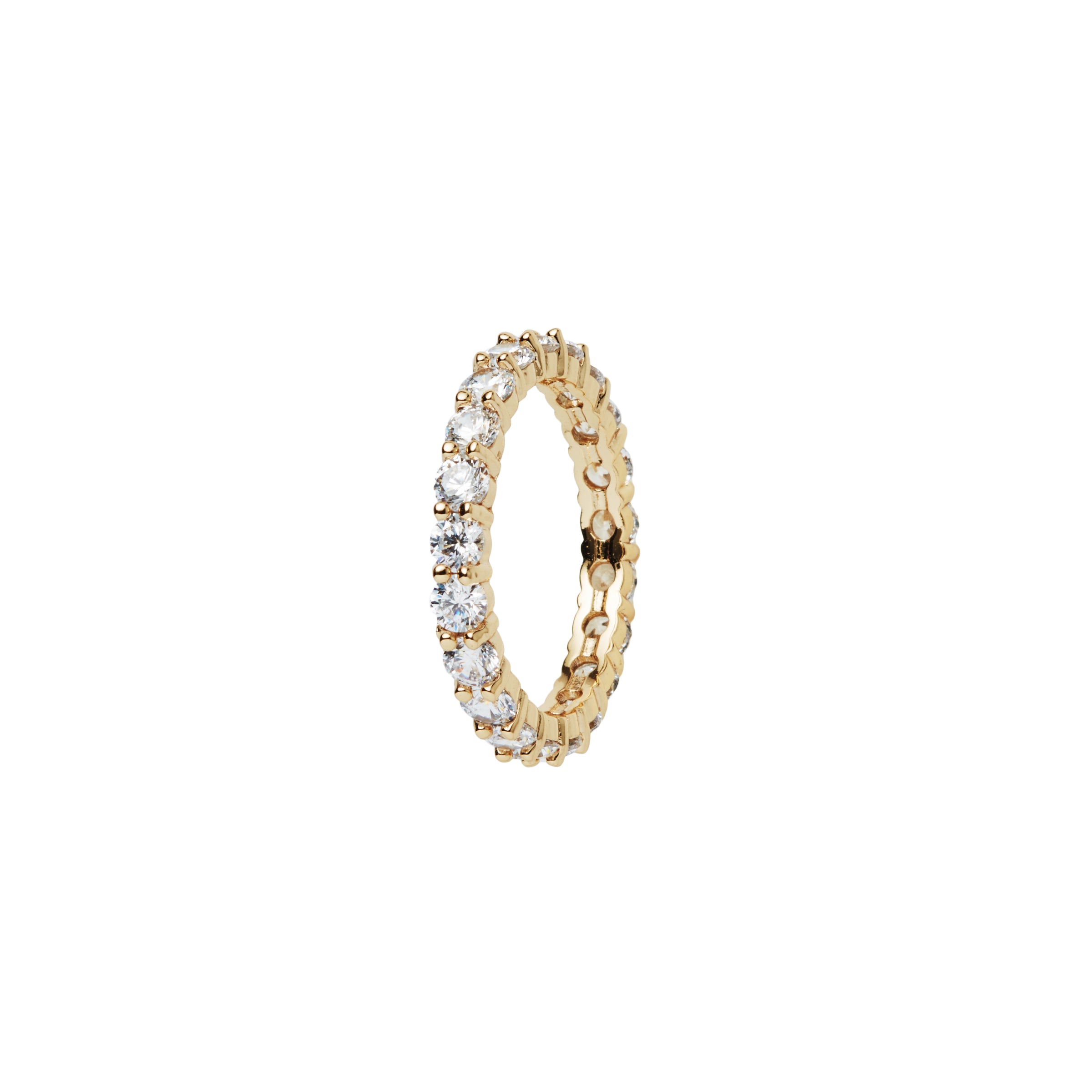 Inel Tip "Eternity" Din Metal Placat Auriu, Cu Cristale Albe