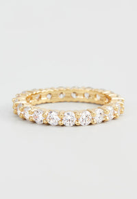 Inel Tip "Eternity" Din Metal Placat Auriu, Cu Cristale Albe
