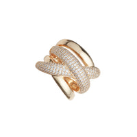 Inel Din Metal Placat Auriu Cu Cristale  Zirconia Albe