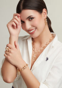 Inel Din Metal Placat Cu Aur Galben, Cu Cristale  Zirconia Albe