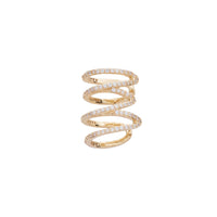 Cercel Tip Cuff Din Metal Placati Auriu Decorati Cu Cristale Albe