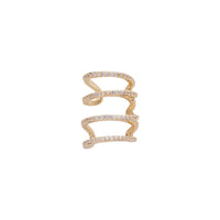 Cercel Tip Cuff Din Metal Placati Auriu Decorati Cu Cristale Albe