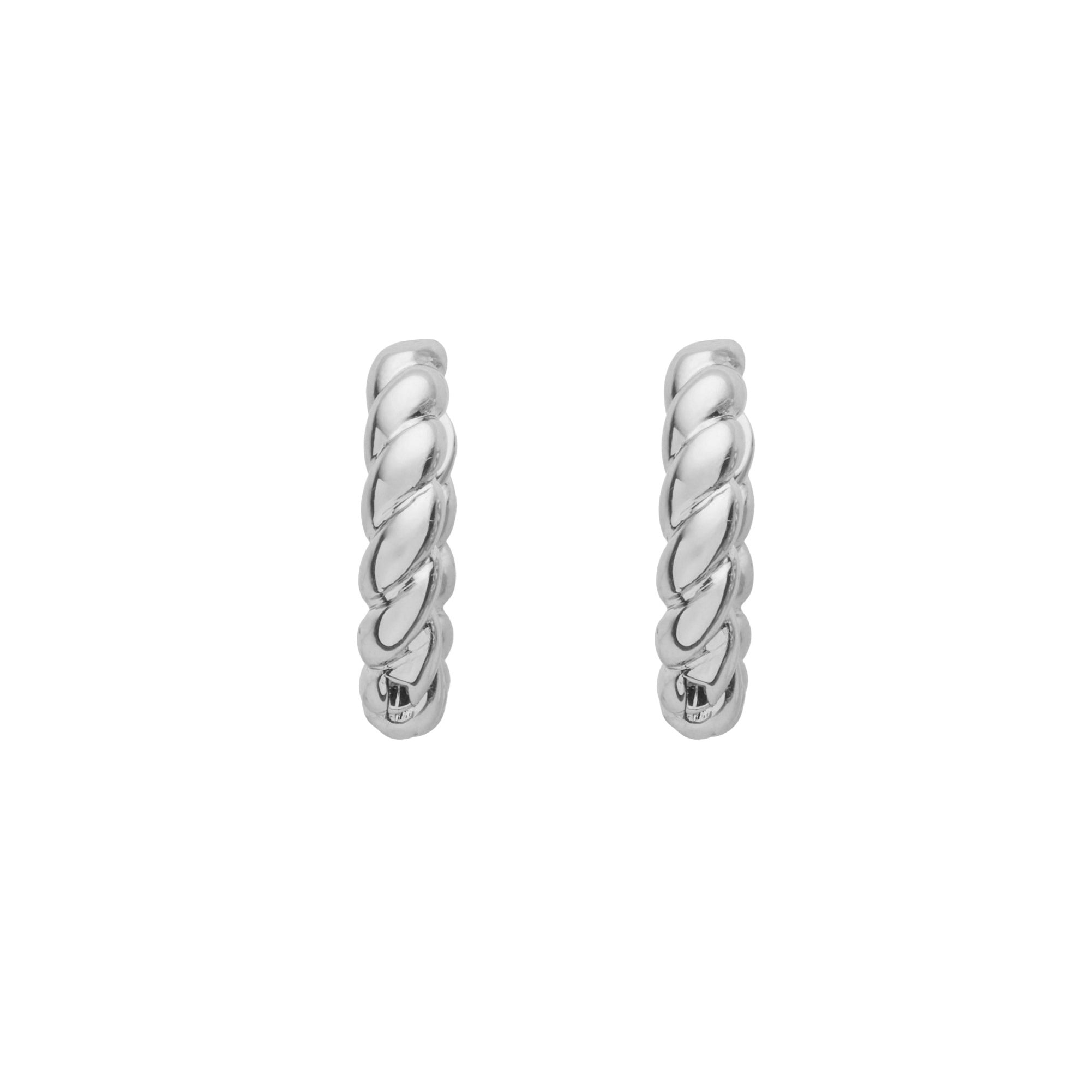 Cercei Rotunzi Design Rasuciti Din Metal Placați Cu Rodiu