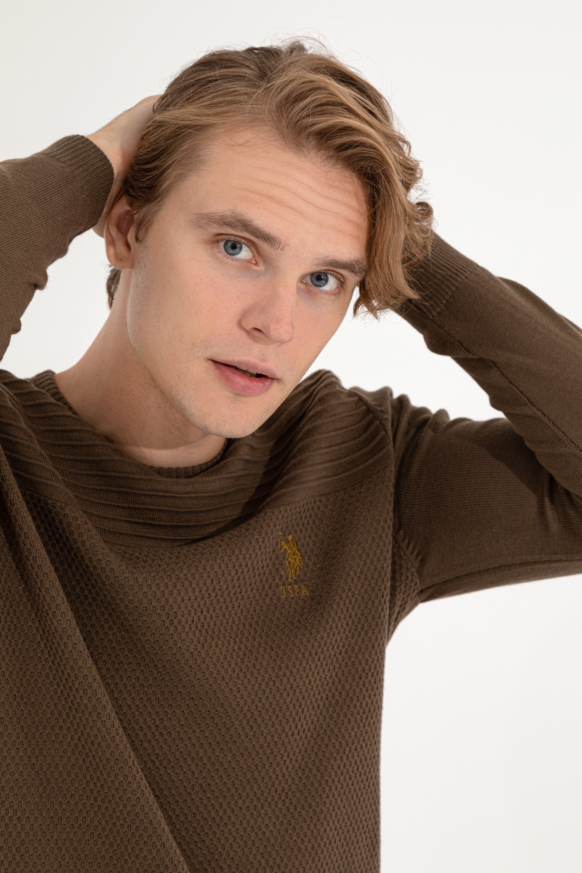 Pulover Bărbat Kaki cu Model