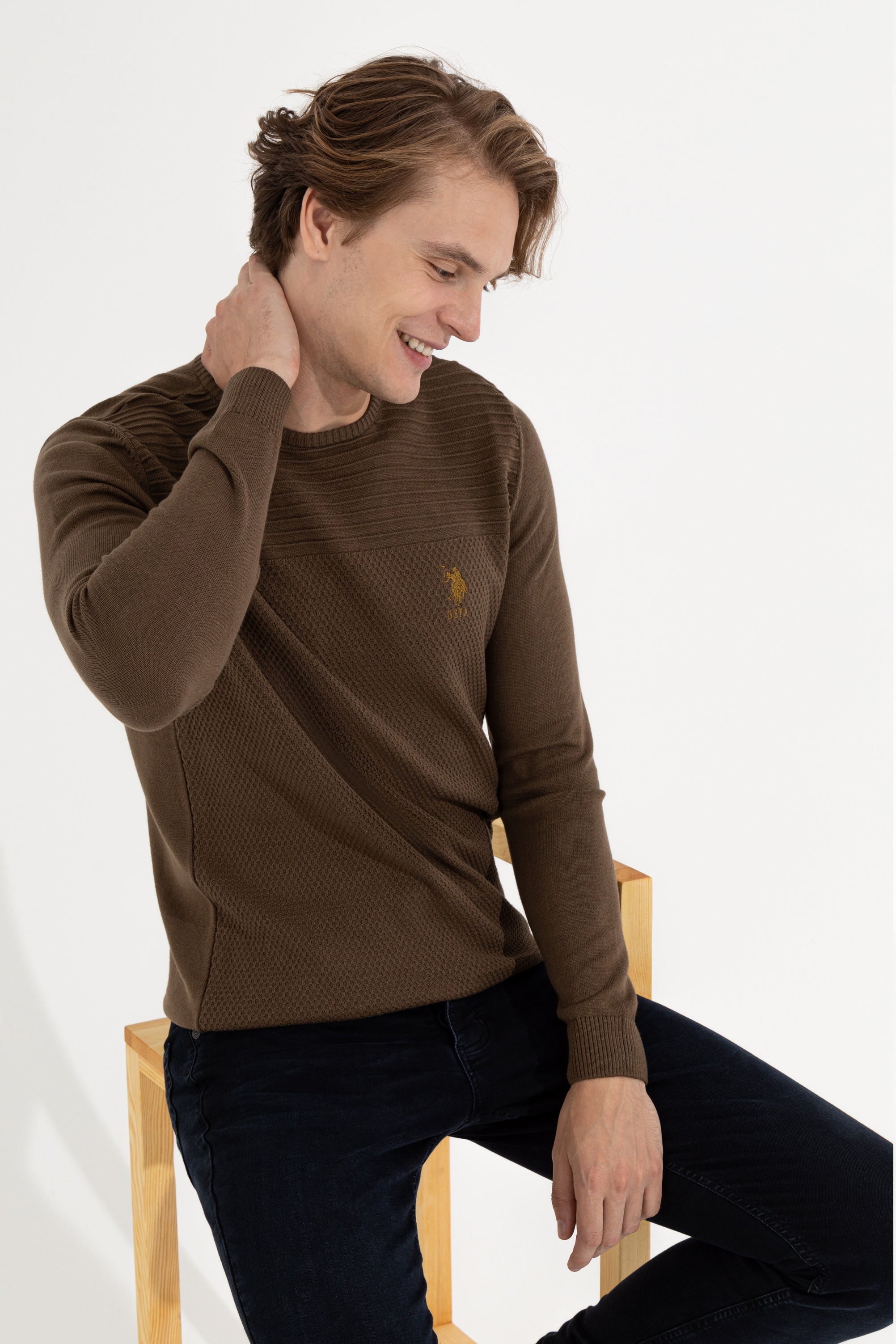 Pulover Bărbat Kaki cu Model