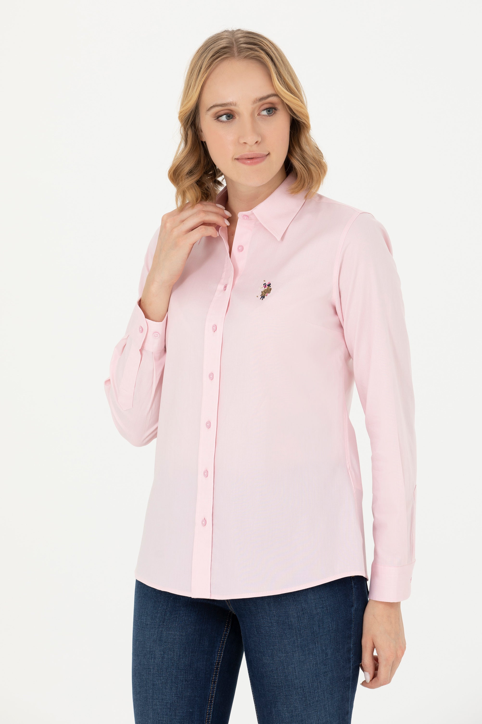  Camasa Dama Roz Pudra Cu Logo 