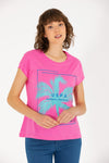 Tricou bumbac cu imprimeu tropical