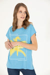 Tricou bumbac cu imprimeu tropical