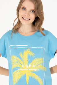 Tricou bumbac cu imprimeu tropical