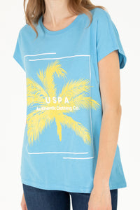 Tricou bumbac cu imprimeu tropical