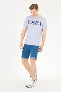 Tricou cu decolteu la baza gâtului cu imprimeu logo