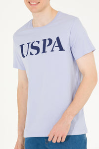 Tricou cu decolteu la baza gâtului cu imprimeu logo