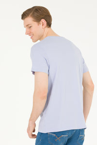 Tricou cu decolteu la baza gâtului cu imprimeu logo