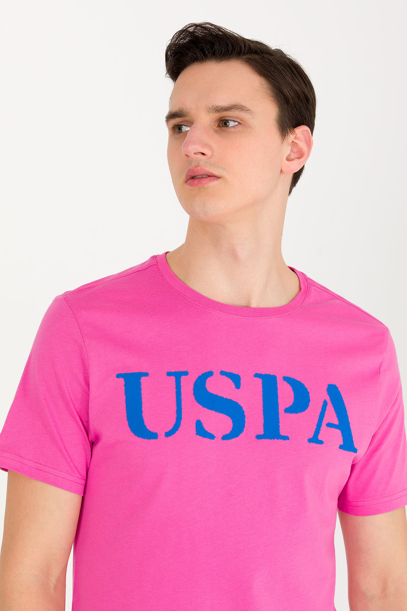 Tricou cu decolteu la baza gâtului cu imprimeu logo