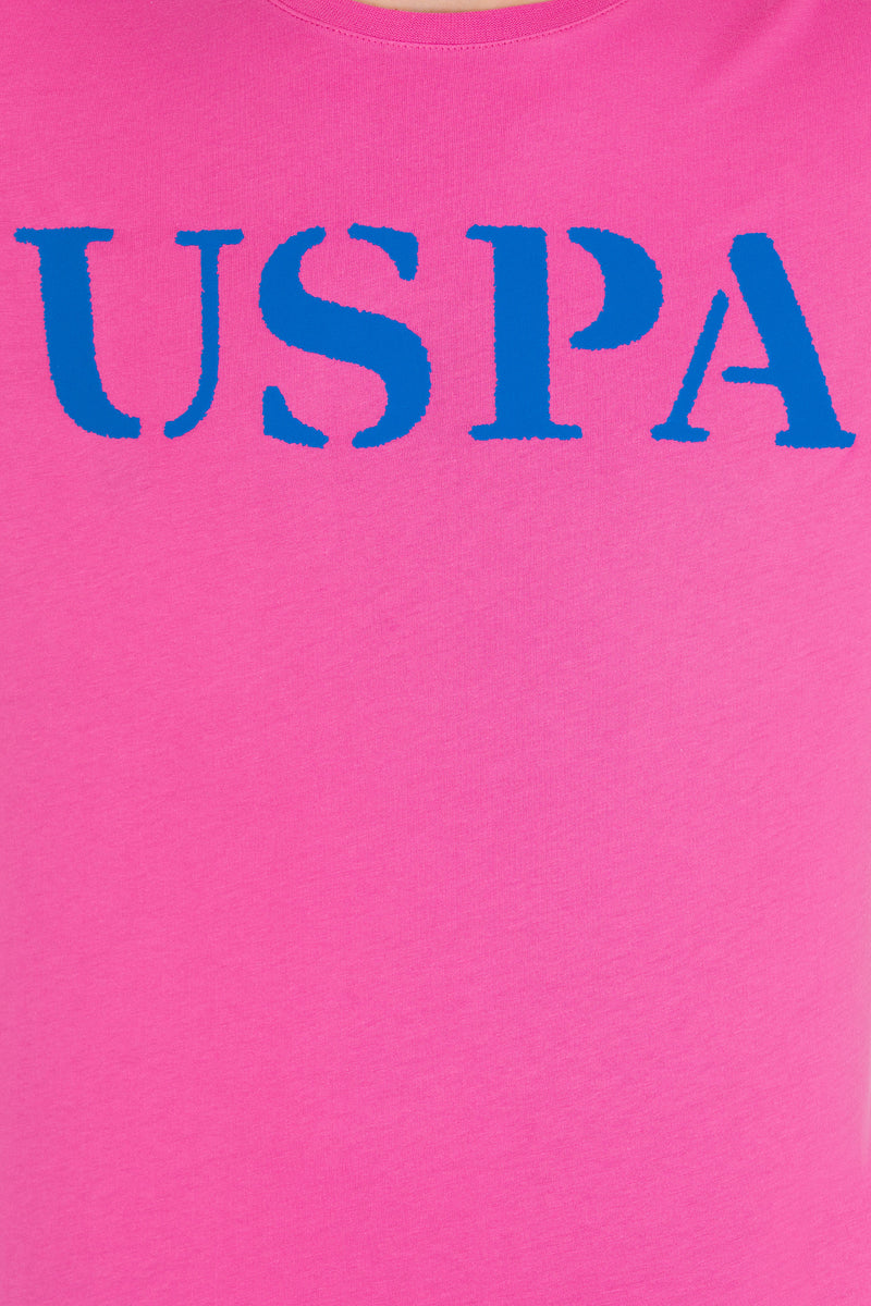 Tricou cu decolteu la baza gâtului cu imprimeu logo