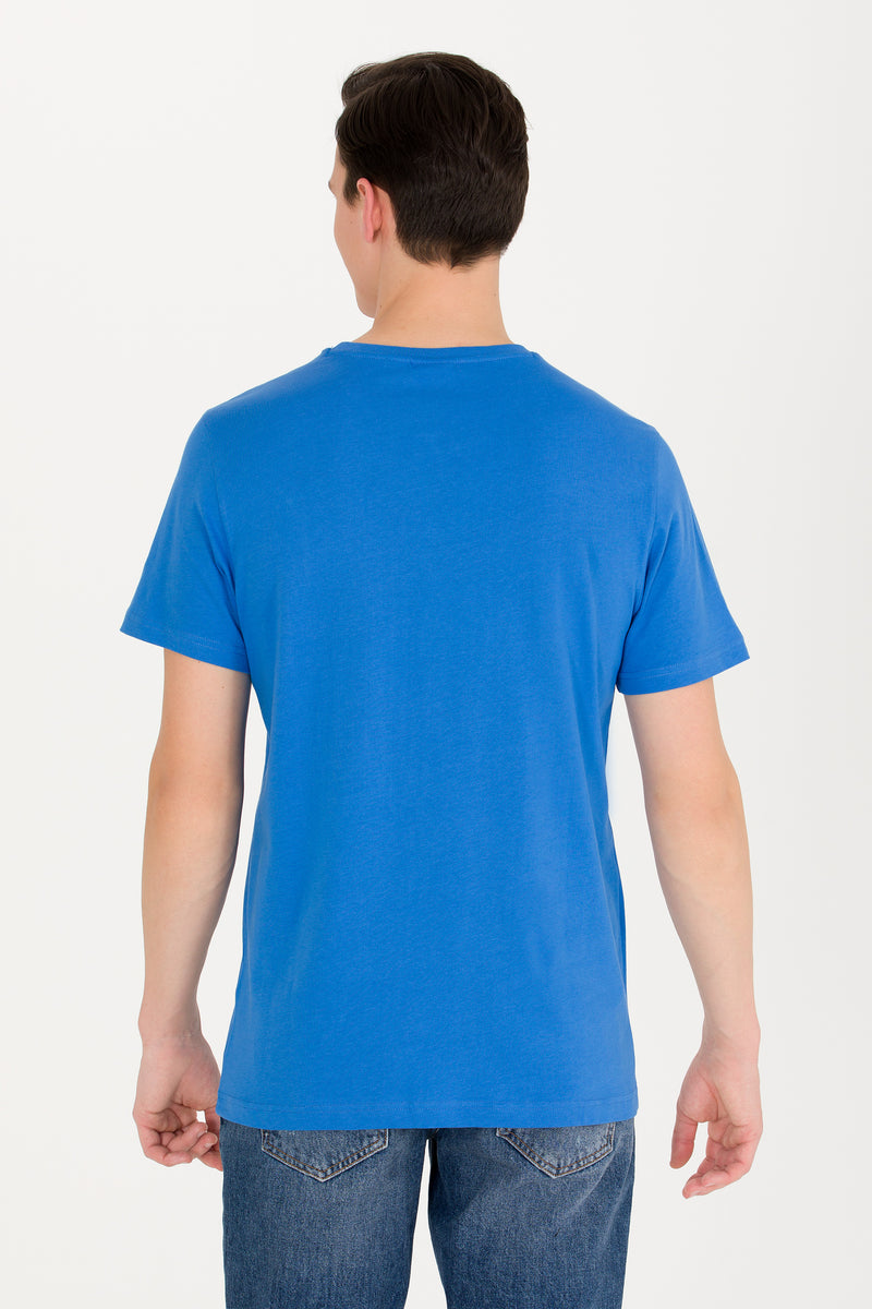 Tricou cu decolteu la baza gâtului cu imprimeu logo