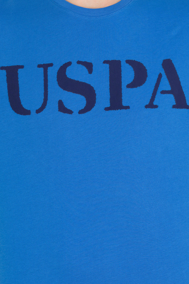 Tricou cu decolteu la baza gâtului cu imprimeu logo