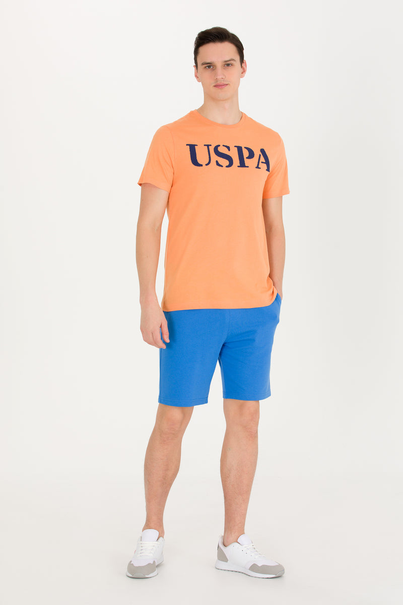 Tricou cu decolteu la baza gâtului cu imprimeu logo