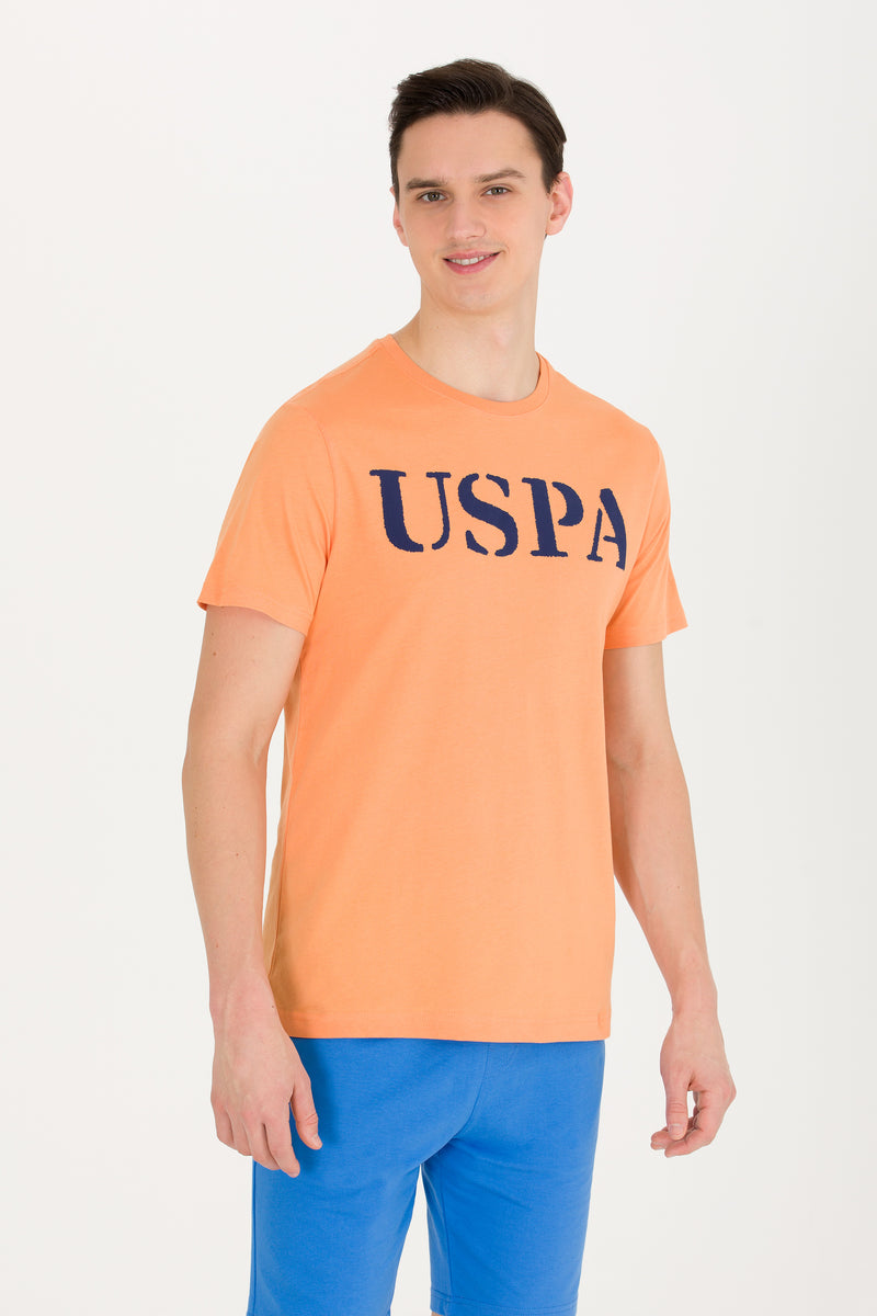 Tricou cu decolteu la baza gâtului cu imprimeu logo