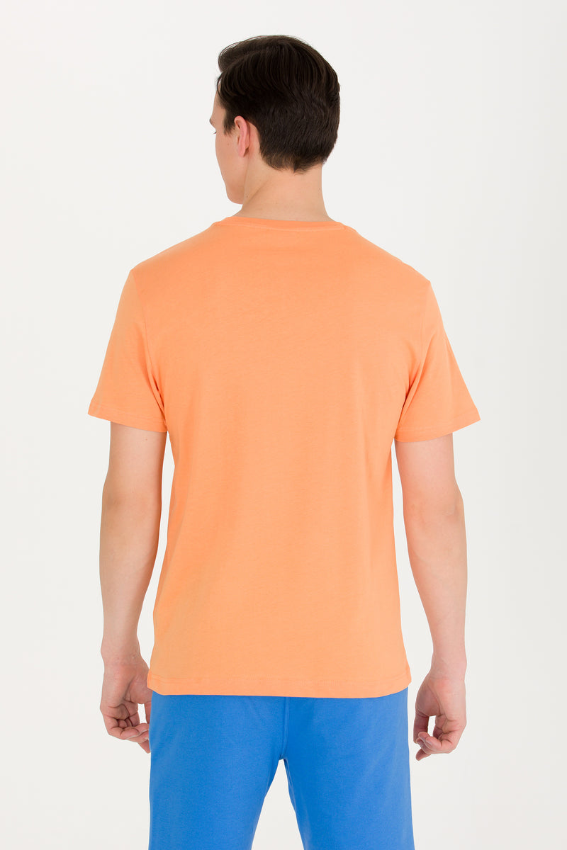 Tricou cu decolteu la baza gâtului cu imprimeu logo