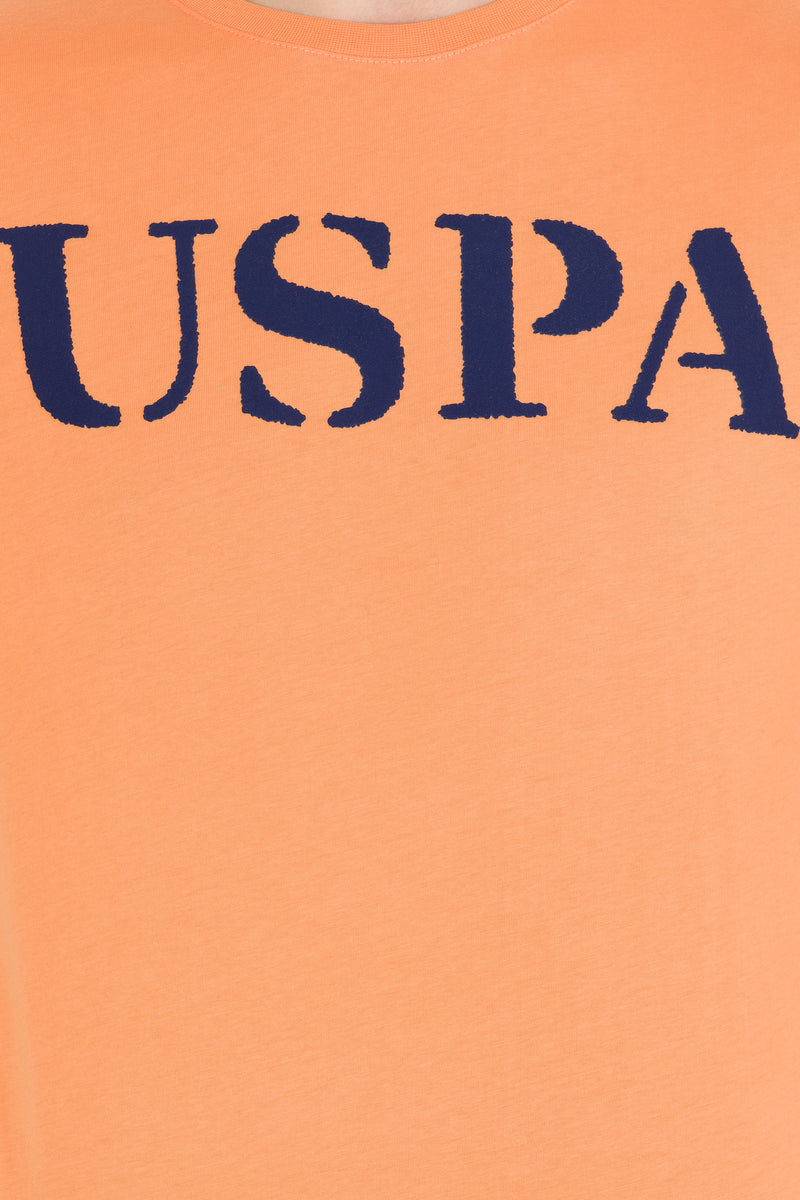 Tricou cu decolteu la baza gâtului cu imprimeu logo