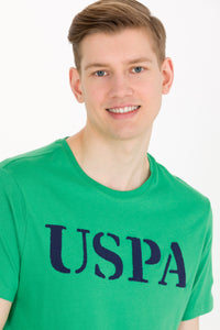 Tricou cu decolteu la baza gâtului cu imprimeu logo