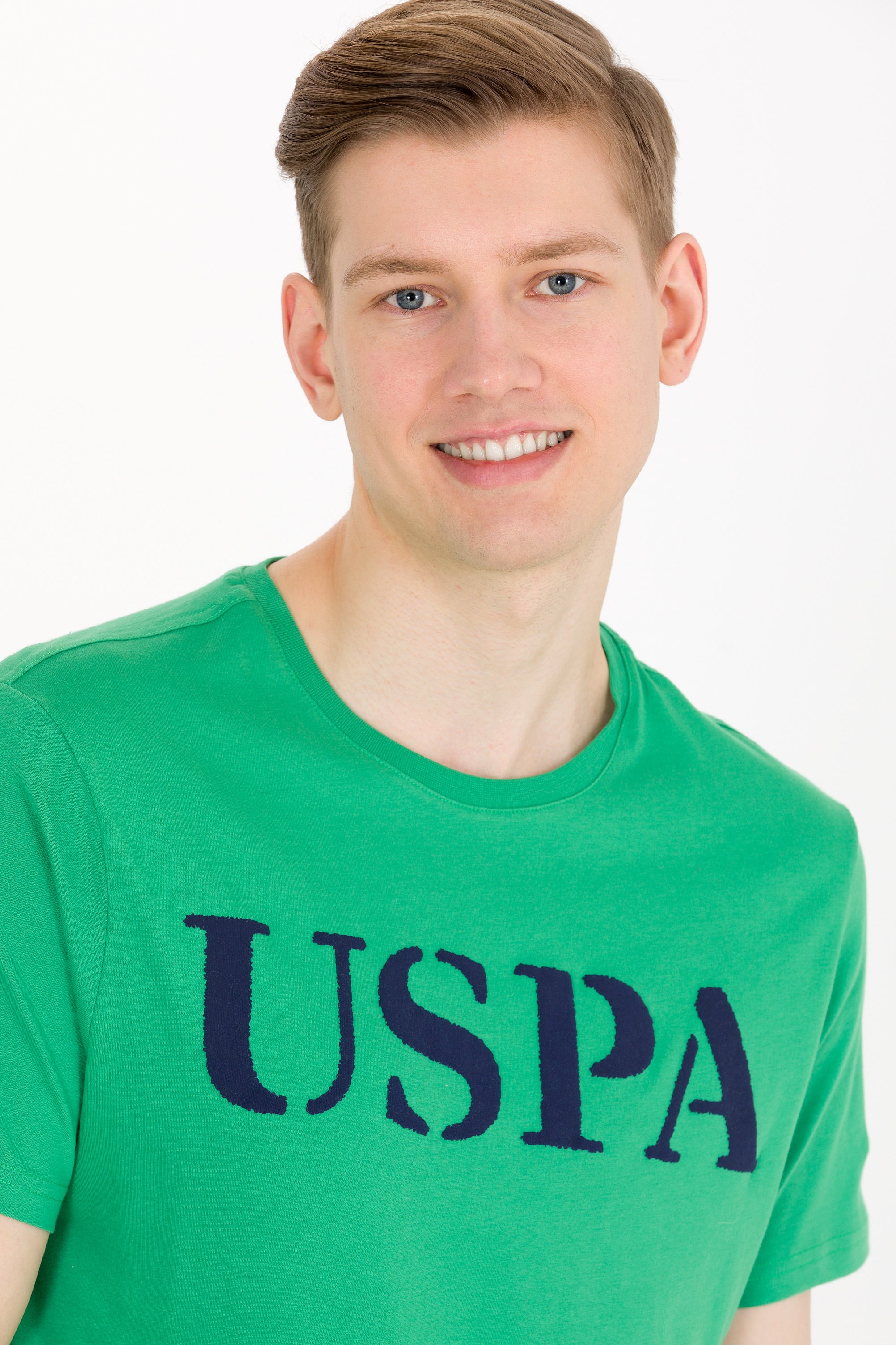 Tricou cu decolteu la baza gâtului cu imprimeu logo