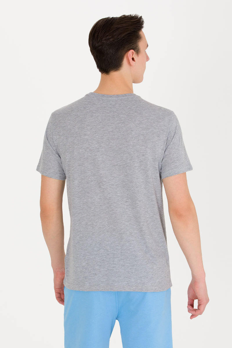 Tricou cu decolteu la baza gâtului cu imprimeu logo