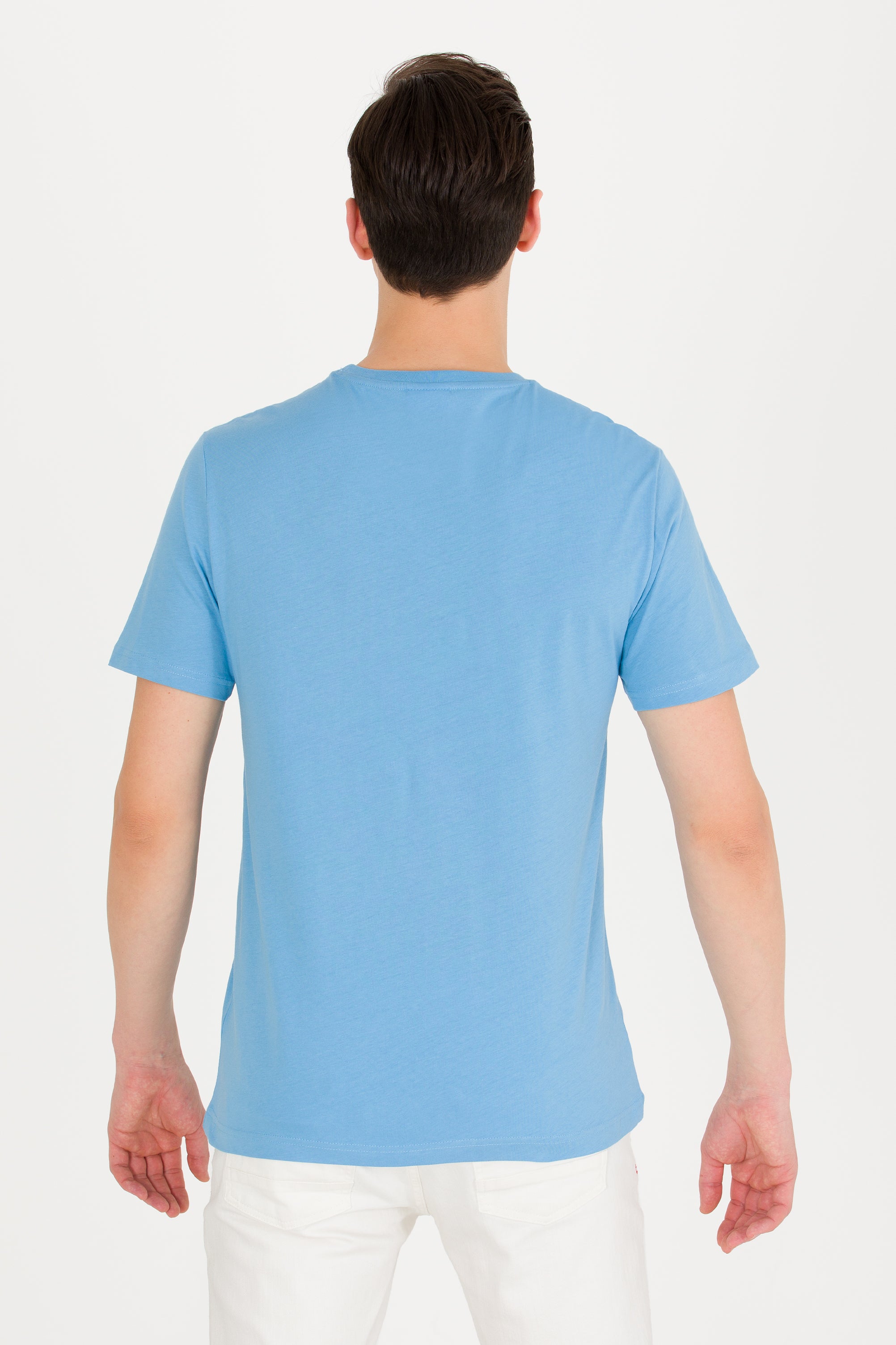 Tricou cu decolteu la baza gâtului cu imprimeu logo