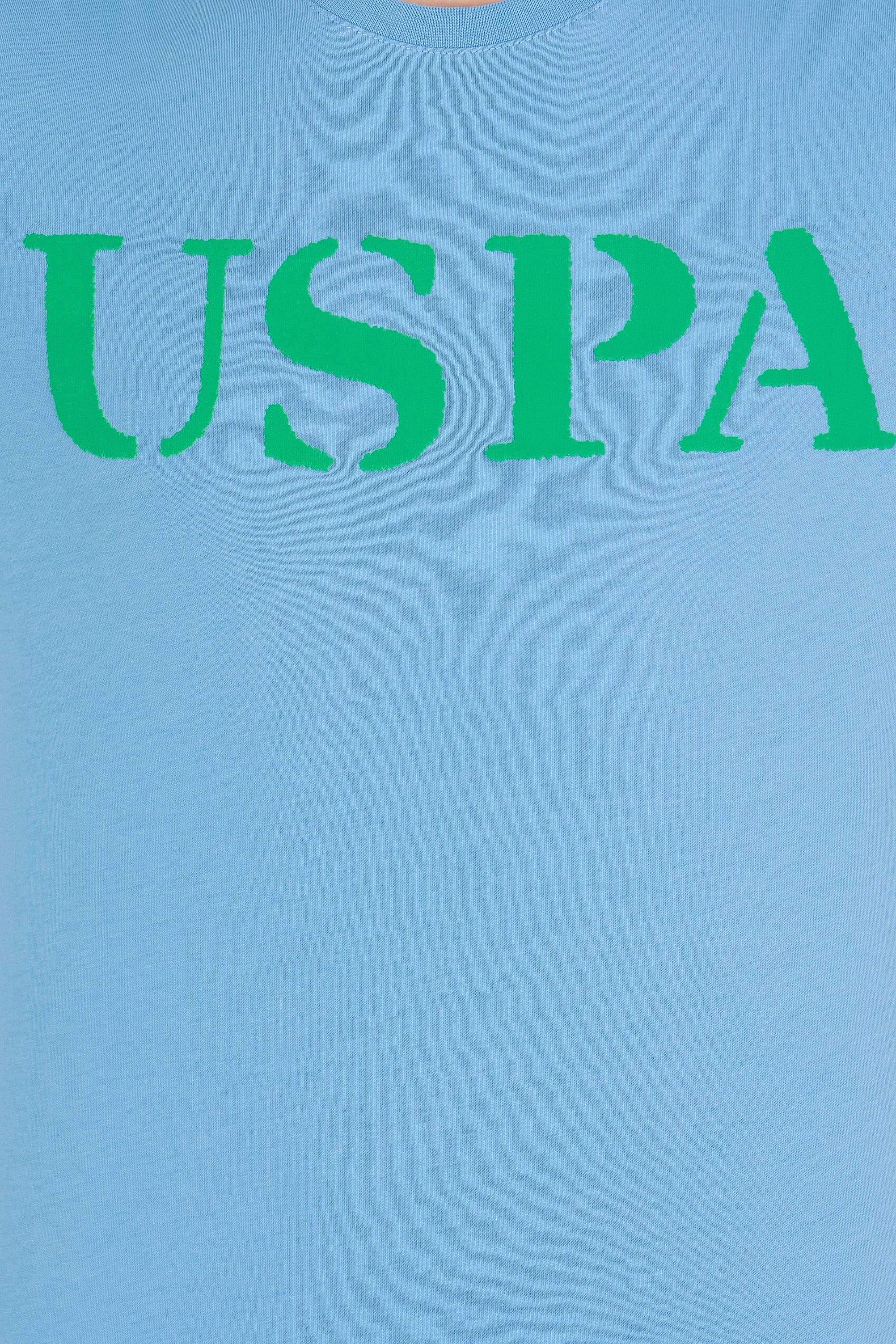 Tricou cu decolteu la baza gâtului cu imprimeu logo