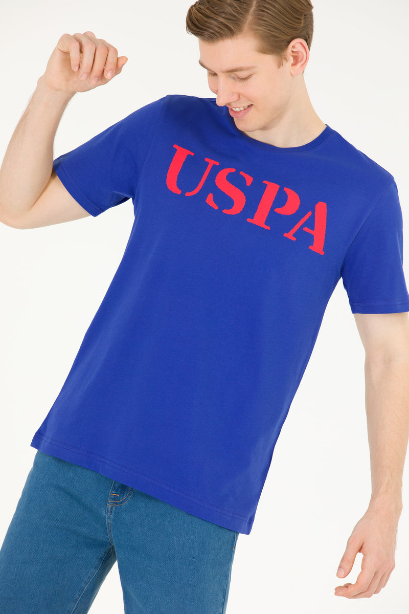 Tricou cu decolteu la baza gâtului cu imprimeu logo