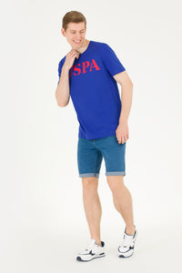 Tricou cu decolteu la baza gâtului cu imprimeu logo